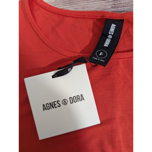 Agnes & Dora 3/4 Sleeve Swing Tunic Red Dress Size SMALL Pockets Lagenlook - Picture 3 of 14